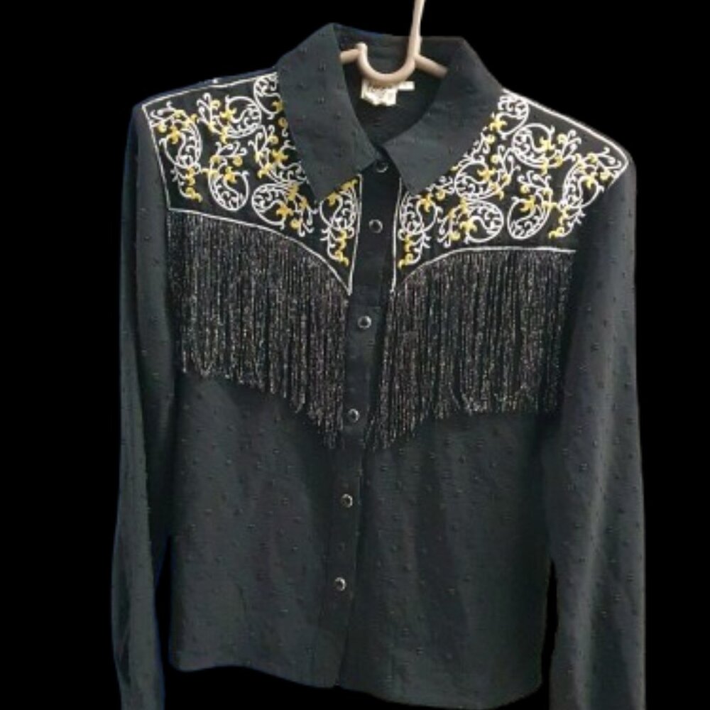 Country Grace&Emma Black Longsleeve Top Size S